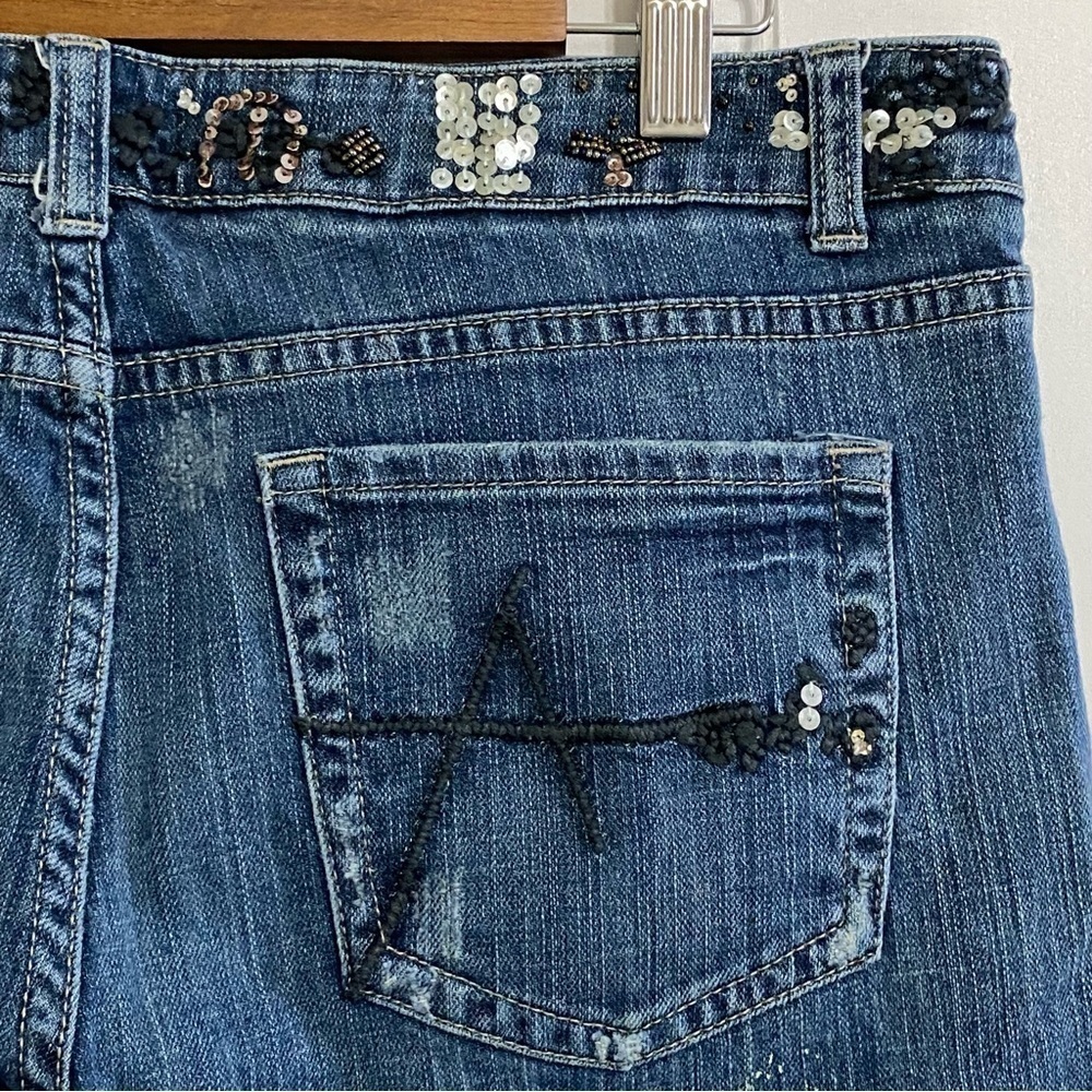 Vintage American Exchange boho embellished kick crop jeans size 32 - Picture 7 of 16
